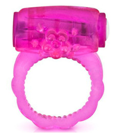 Cockring rose vibrant avec stimulation du clitoris - CC570041